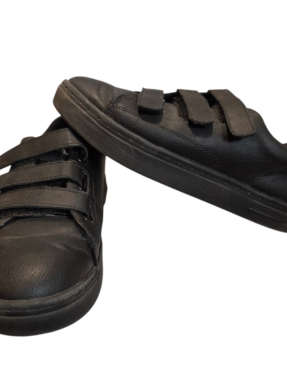Lands End Kids Easy On Sneakers 3 Black Velcro Uniform Preppy Sporty Outdoor
